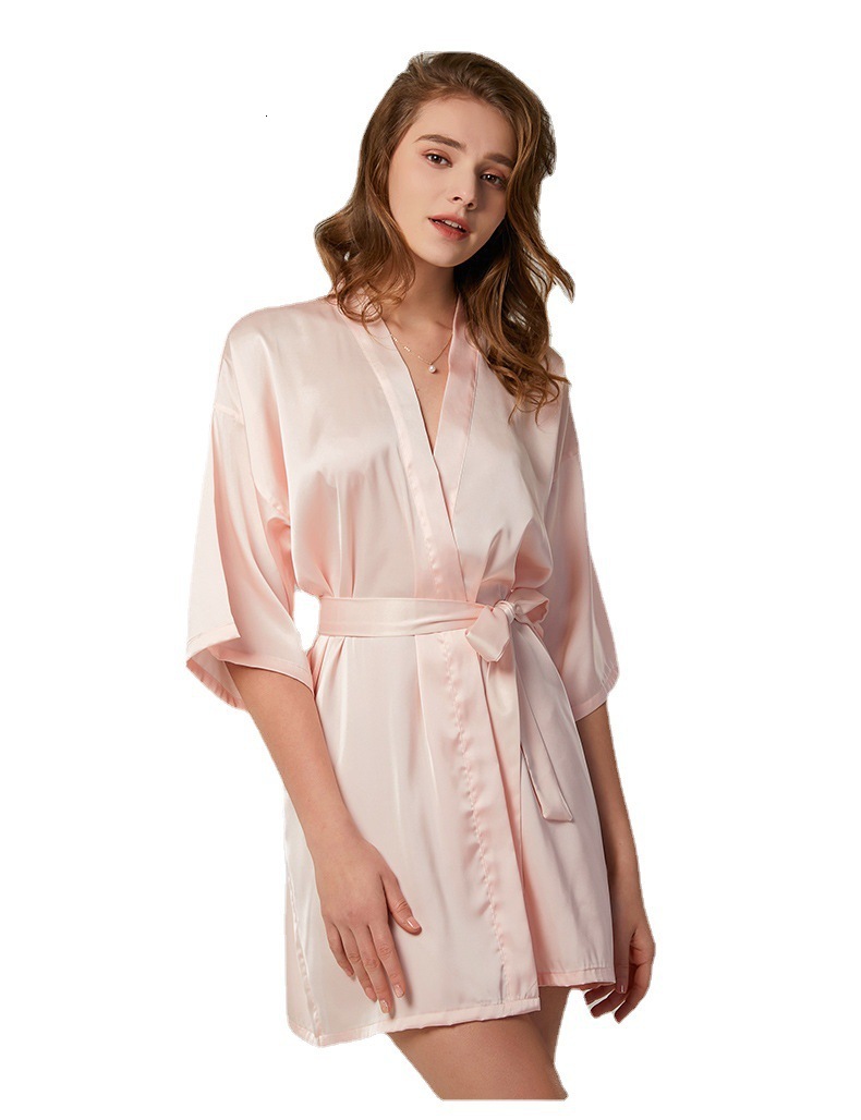 2025 Designer s new sexy plus size satin nightgown fashion long sleeved bathrobe home decor