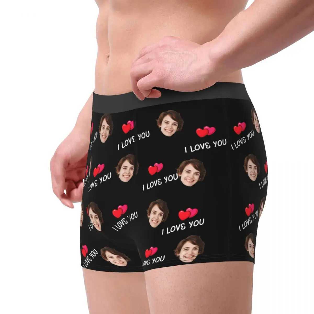 Mens Valentines Day customized facial boxing underwear shorts breathable underwear personalized mens sexy S-XXL long underwear X241207