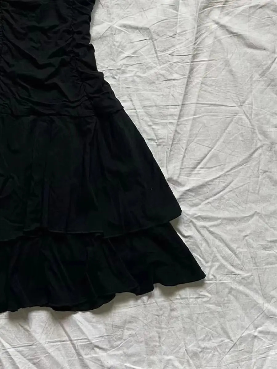 Punk sexy womens summer retro 90s Korean sweet girl high waist ultra-thin Gothic Haruku Y2k short suspender dress 241205
