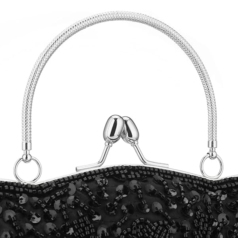 new fashion Floral Designer Evening Bag Beaded Sequin Design Vintage Kissing Lock Satin Clutch Purse Bag Wedding Party Clutch designer luxury Evening 