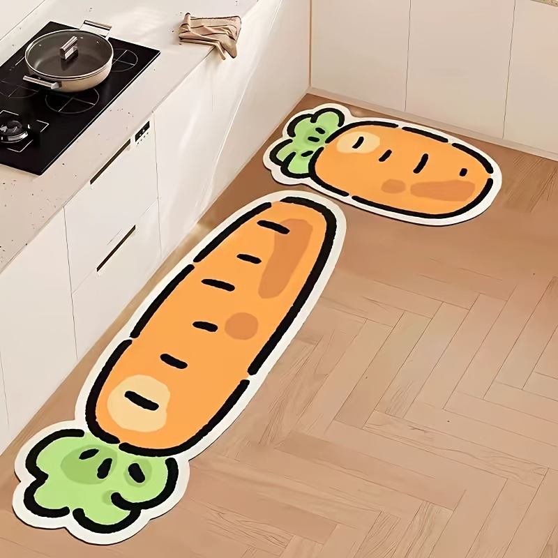 Cartoon Carrot Diatom Mud Kitchen Floor Mats Absorbent Quick-drying Non-slip Bathroom Door Mats Easy To Care For