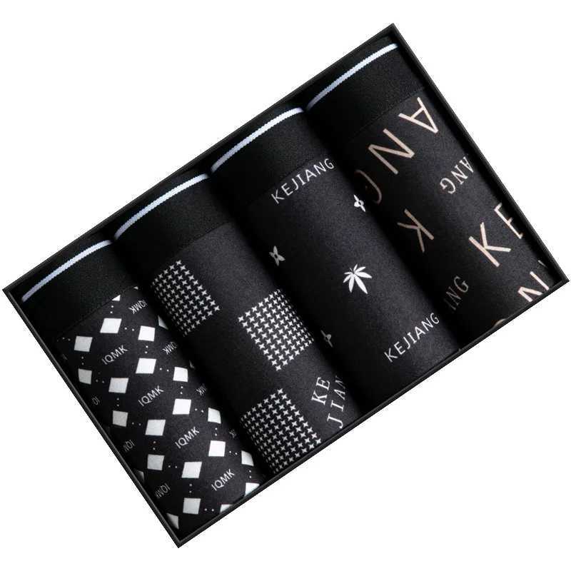 8 pieces of mens underwear ice silk mens underwear breathable mens boxer printed underwear comfortable elastic shorts L-6XL X241207