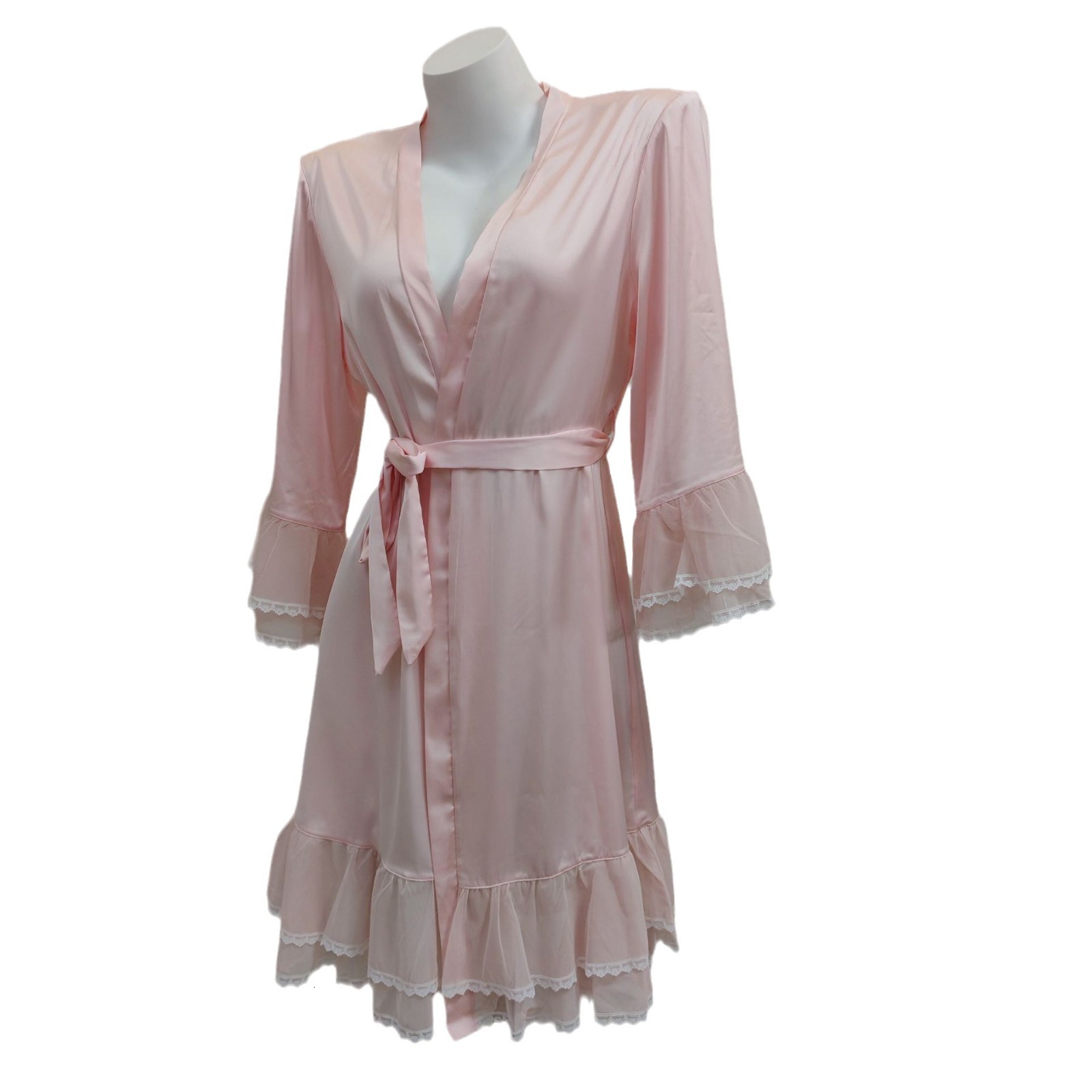 2025 Designer's new sexy, sweet, and pure desire women's mesh nightgown, autumn winter morning gown, fashion medium length satin home bathro