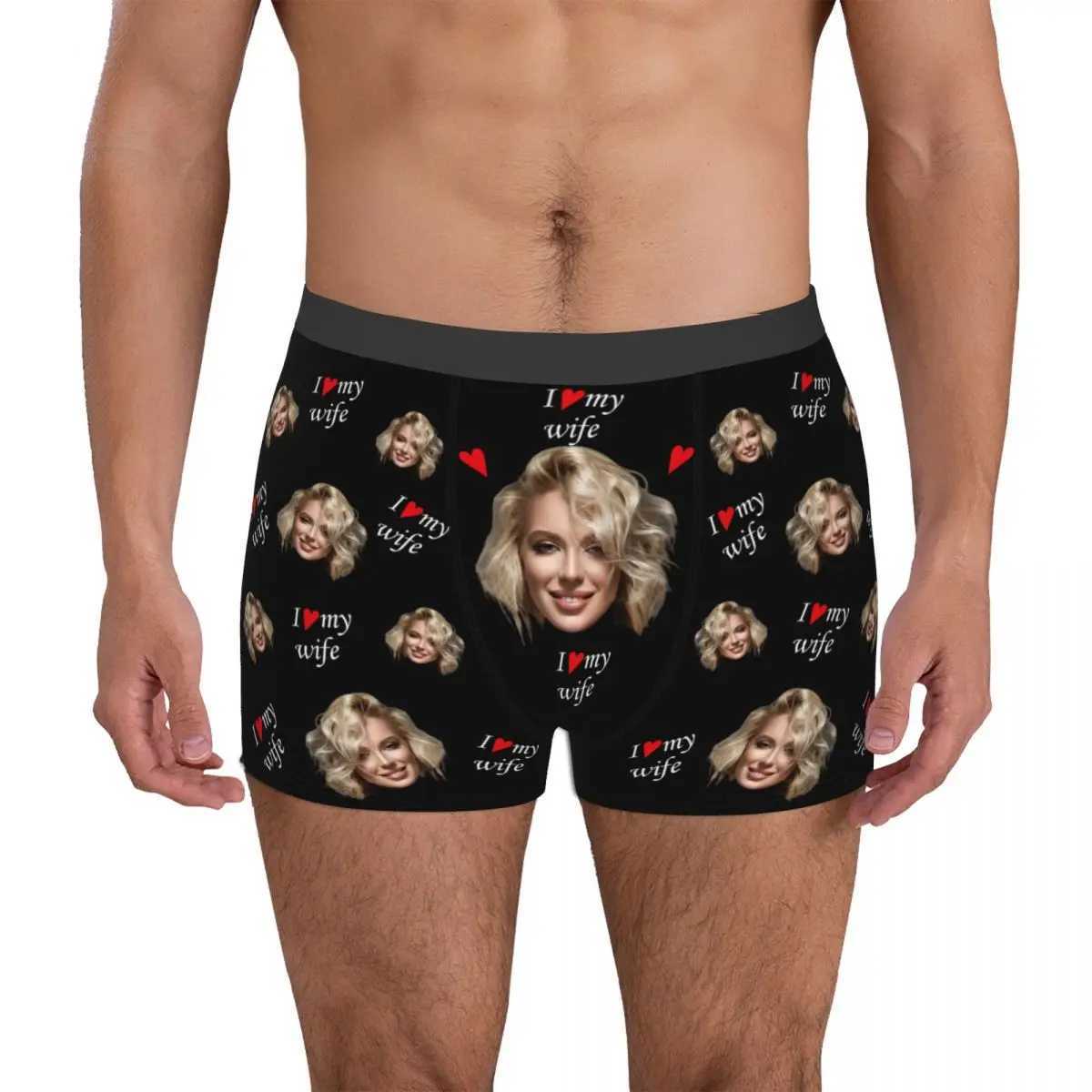 I love my wife. Customized personalized facial photos for my boyfriends gift. Mens underwear boxing shorts underwear soft underwear X241207