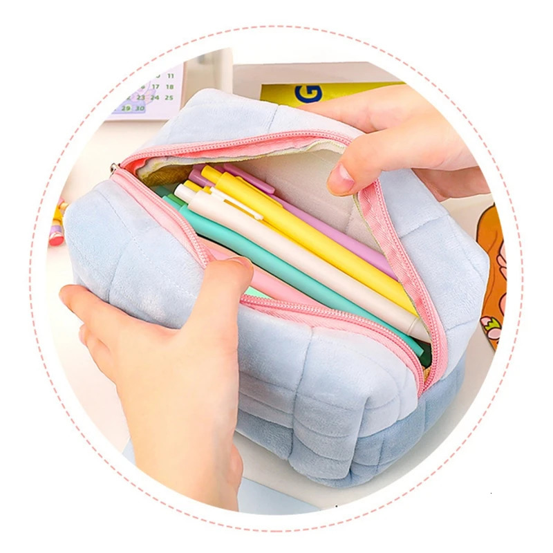 Large capacity solid color makeup bag cute fur womens travel 241206