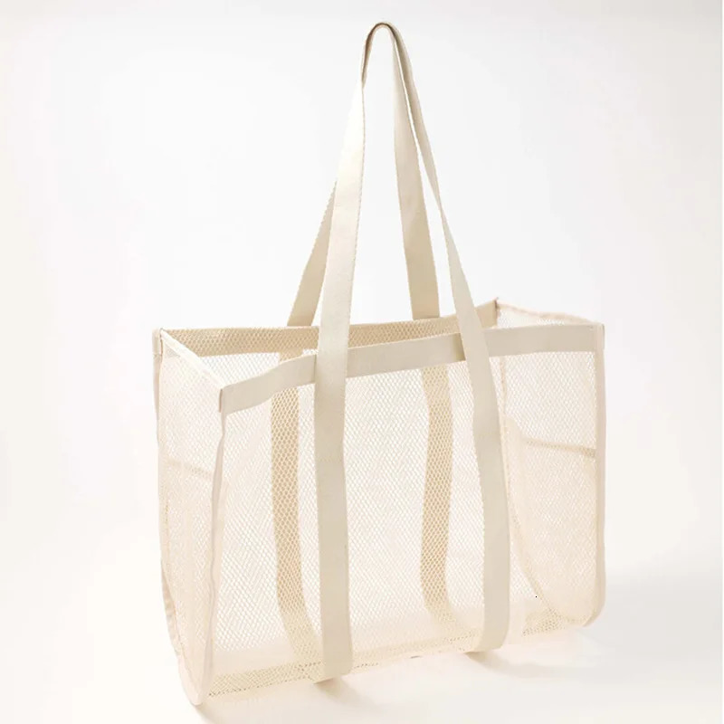 Solid Color Single Shoulder Travel Bag Large Capacity Mesh Beach Daily Matching with Casual Swimming Bath 241203