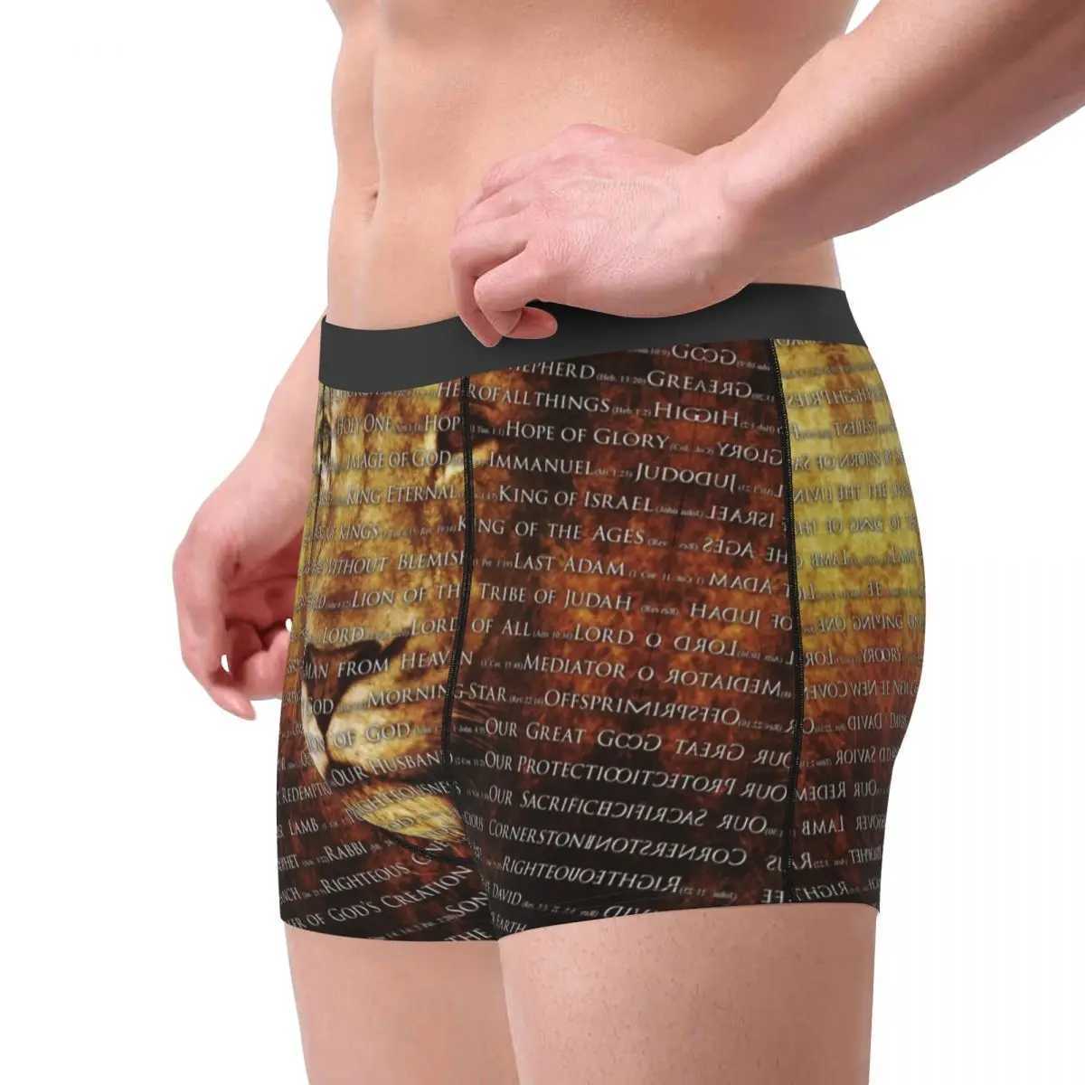 Mens Cool Gods Name Jesus Lion Underwear Christian Boxer Underwear Breathable Shorts Underwear X241207