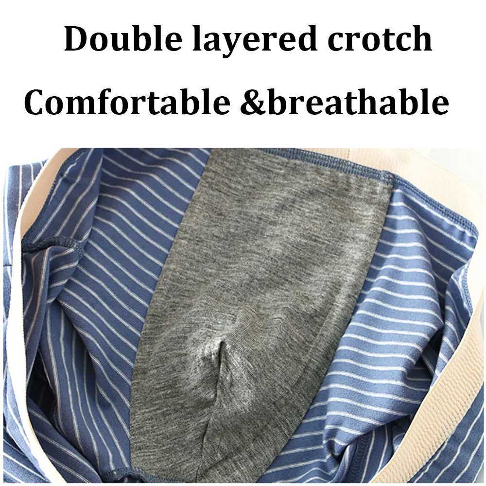 3 pieces/pack 100% cotton fashionable striped mens boxing underwear double-layer large U-shaped crotch underwear high elasticity wide mens underwear X