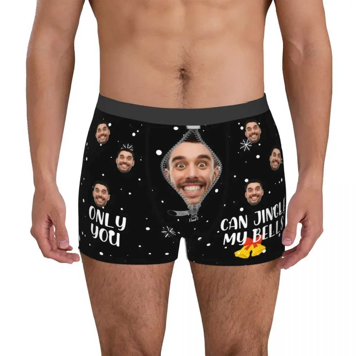Christmas Gift Customization Facial Personalized Photo Mens Long Underwear Boxing Shorts Sexy Breathable Underwear Mens S-XXL X241207