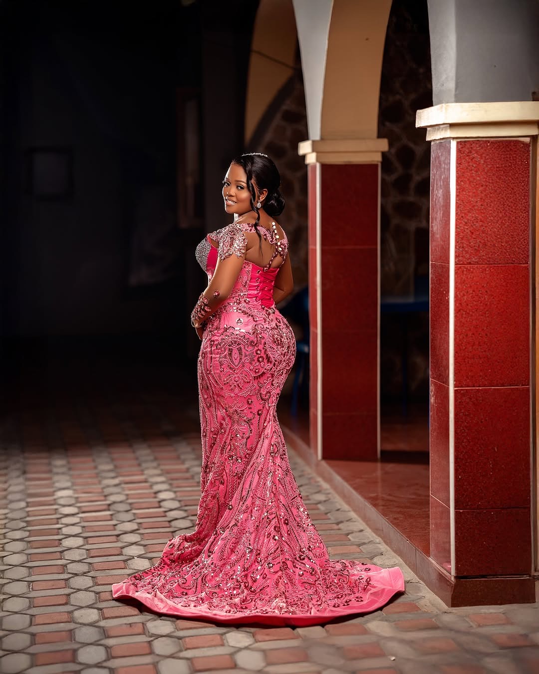 Pink Mermaid Prom Dresses 2025 Beaded Full Sleeves Sequined Crystals Evening Formal Party Second Birthday Engagement Gowns Plus Size Dress For Special