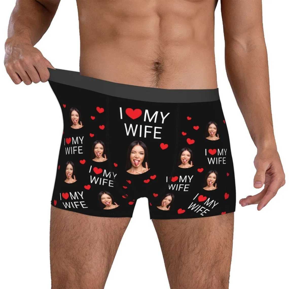 I Love My Wife Boxing Custom Underwear for Men Boyfriend Husband Boxing Underwear with Fun Face Gift Valentines Day X241207