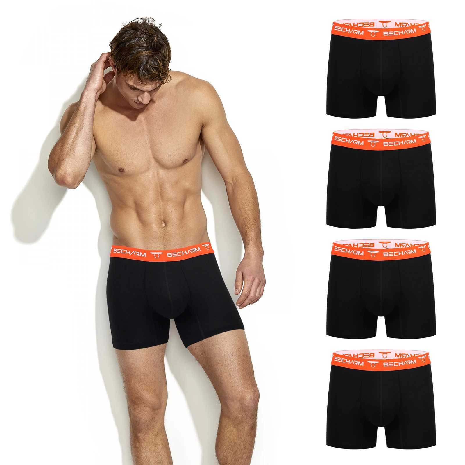 Mens cotton underwear orange belt mens boxing underwear breathable and comfortable boxer X241207