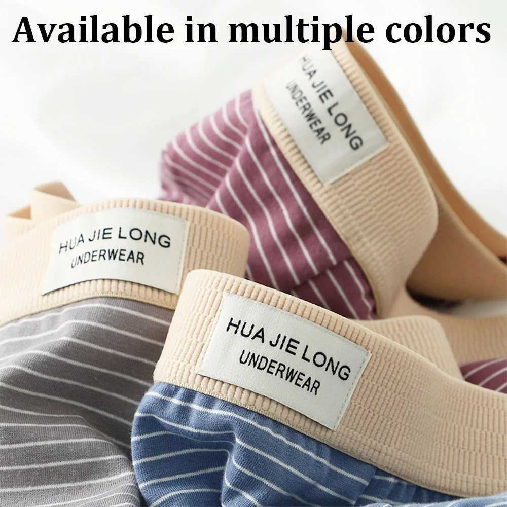 3 pieces/pack 100% cotton fashionable striped mens boxing underwear double-layer large U-shaped crotch underwear high elasticity wide mens underwear X