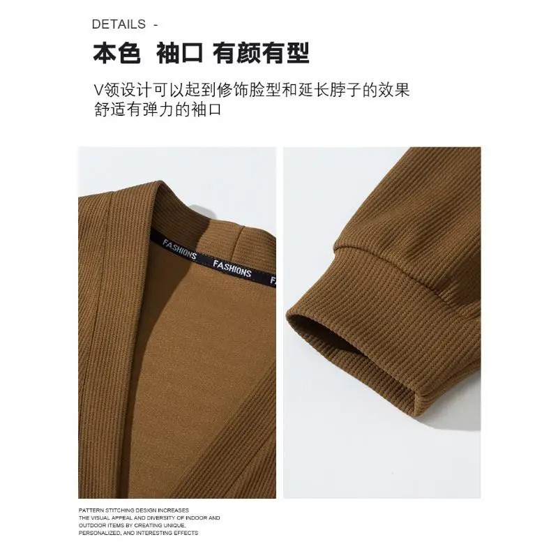 Large wool cardigan mens knitted top 9XL 8XL 50-190kg autumn and winter solid color long sleeved sweater large clothing 241205