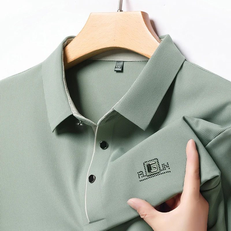 Fashion Long Sleeves Advanced Printed POLO Shirt Autumn Korean Version Mens Lapel Tshirt 241202