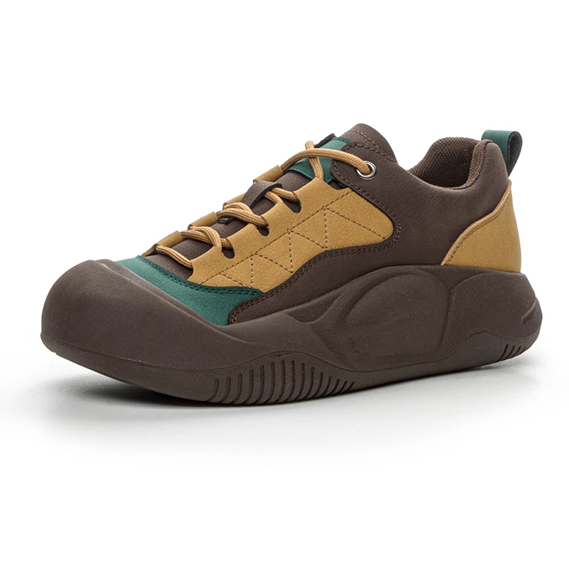 Women Sneakers Retro Spring Fashion Color-Blocked Women Sneakers Large Size Genuine Leather Women Vulcanized Shoes