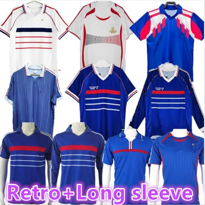 1998 00 RETRO French soccer jersey VINTAGE ZIDANE HENRY MAILLOT jerseys 1982 84 Football Jerseys shirt Trezeguet away finals 2006 white 1990 long sleeve90