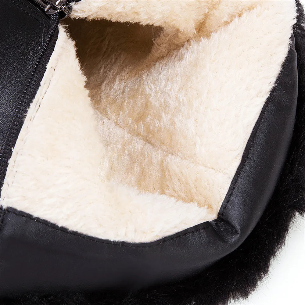 Winter womens warm fur boots foot high heels shoes bow chain pearl short Plus size 3243 white 241206