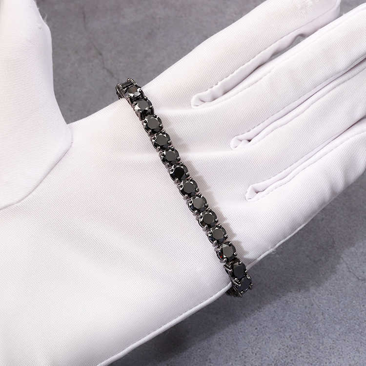 factory price black moissanite bracelet 6mm wide sterling silver 925 tennis chain necklace and bracelet