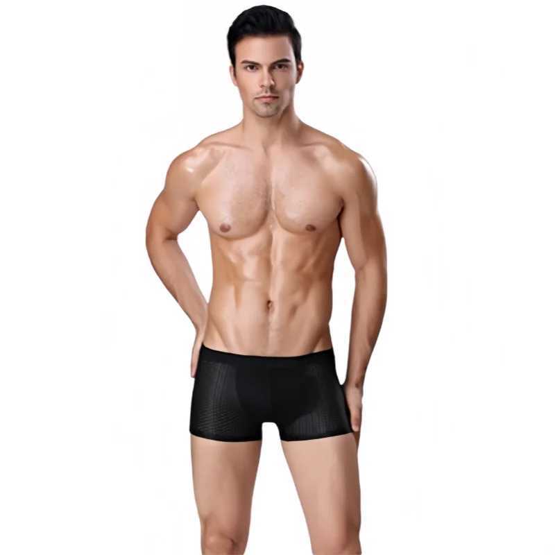 2PCS Mens Sexy Mesh Underwear Summer Breathable Ice Silk Box 10XL Plus Size Flat Corner Underwear Comfortable Sports Shorts X241207