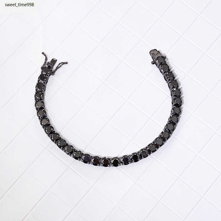 factory price black moissanite bracelet 6mm wide sterling silver 925 tennis chain necklace and bracelet