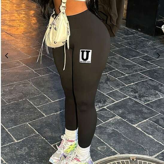 European American women's autumn and winter fashion BODY hot stamping double-sided brushed nude casual pants 2024 temperament versatile new trend