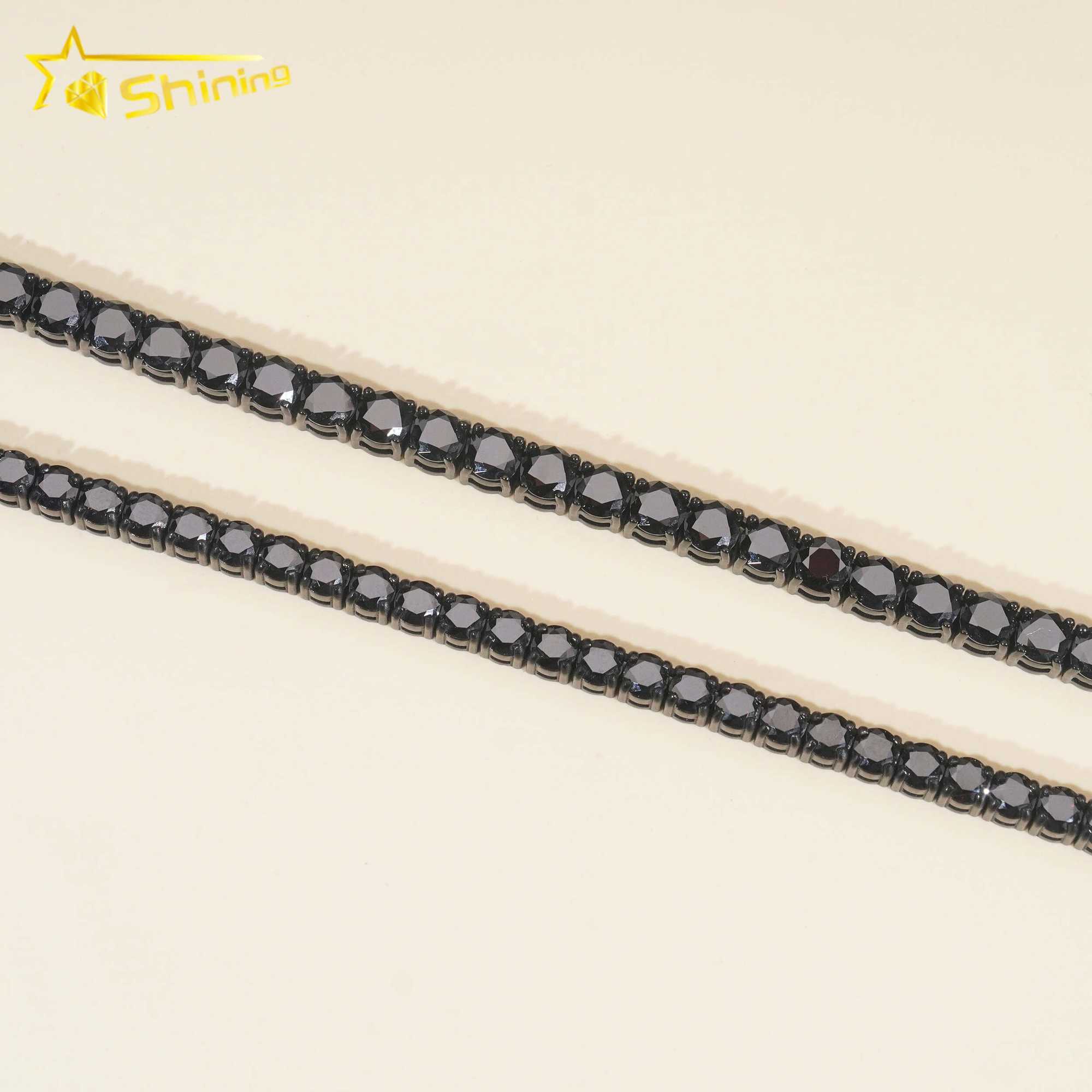 Pass Diamond Tester 4mm 5mm Black Gold Plated 316 Stainless Steel Iced Out Necklace Black Color Moissanie Tennis Chain