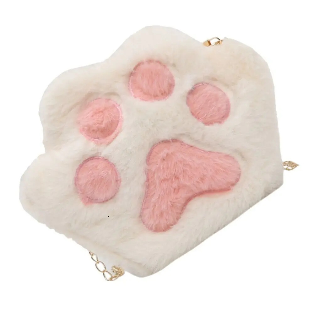 Cute Plush Shoulder Bag Cat Claw Chain Messenger 241206