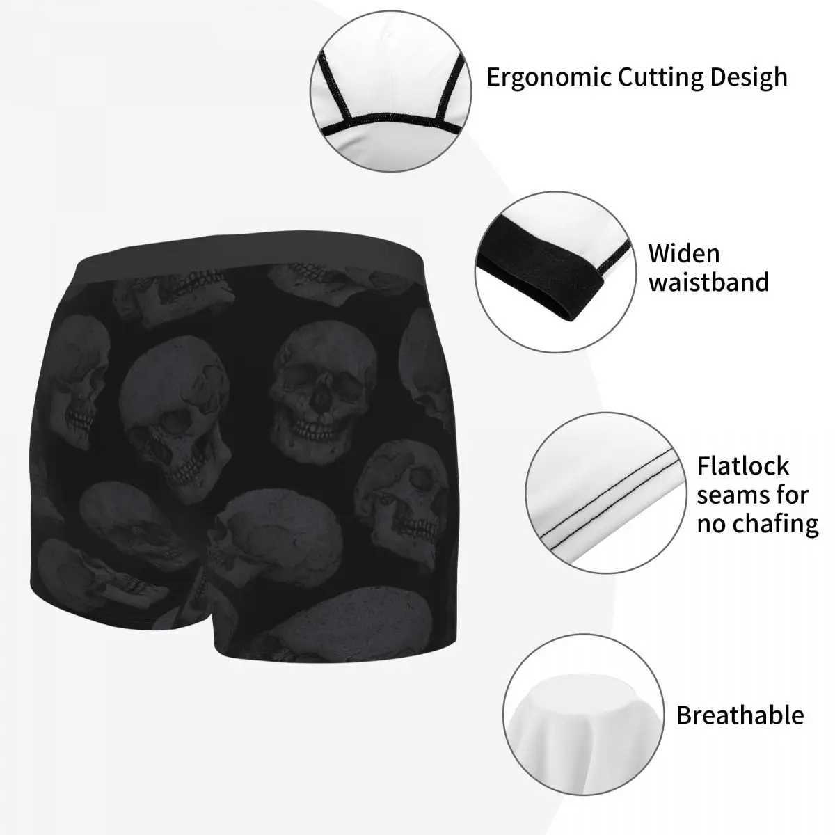 Mens underwear skeleton 1 mens boxing underwear cotton mens bone plus size soft X241207