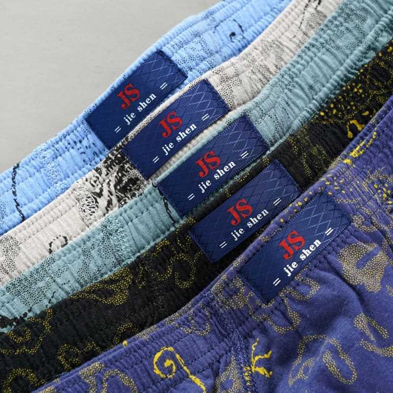 2 pieces/batch of 100% pure cotton mens printed underwear loose size underwear moisture absorbing and breathable underwear X241207
