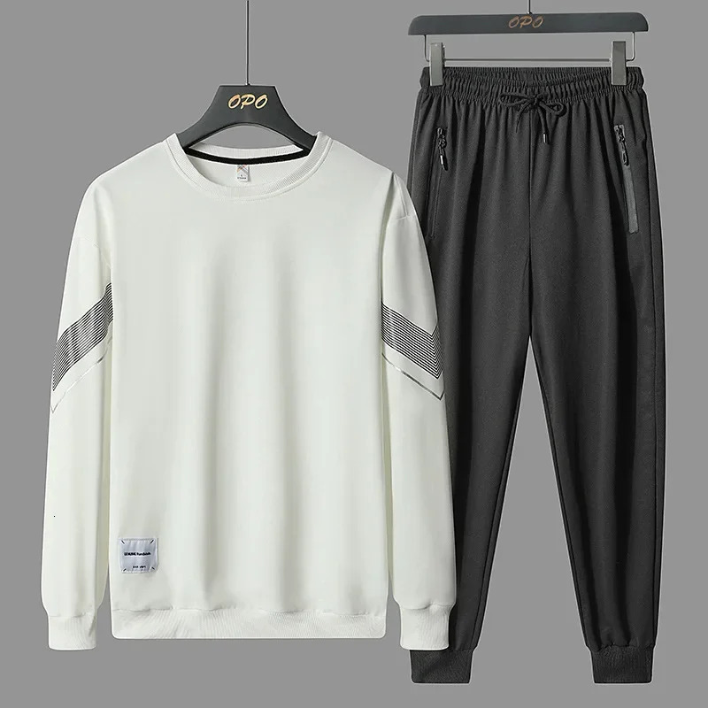 mens casual long sleeved two-piece sports shirtpants set hip-hop fashion streetwear autumn mens set 5XL 241205