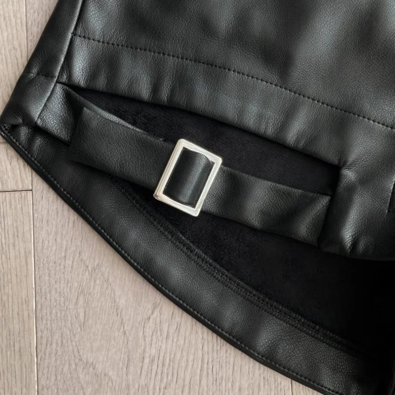 Sexy black Pu leather shorts womens autumn and winter tight Gothic high waisted shorts street fashion Y2K dress 241206