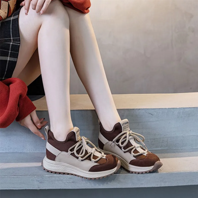 AIYUQI Women's Sneakers Retro Genuine Leather Forrest Gump Shoes Women's Platform German Training Shoes Women