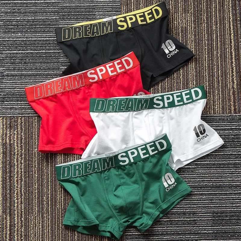 Mens sexy underwear pure cotton boxer shorts breathable sports trend teenagers high school students boxing shorts X241207