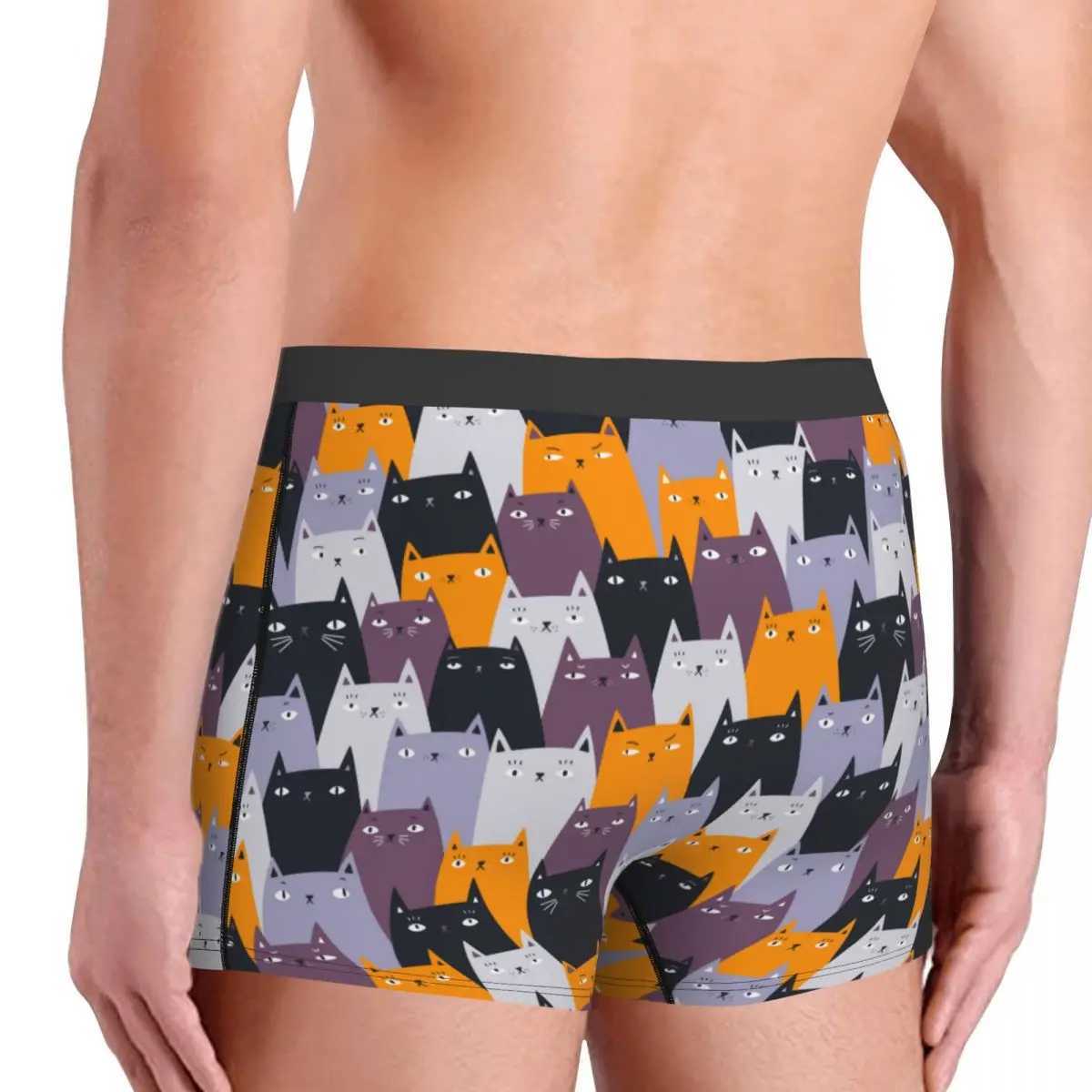 Customized Cool Angry Cat Pattern Boxing Shorts Mens Underwear Stretch Underwear X241207