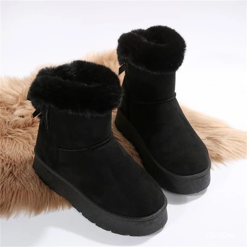 Ankle Flats platform womens snow boots suede plush warm casual shoes 2025 thick fashion Chelsea 241206