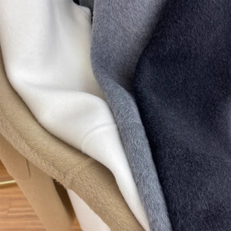 RosEvans DoubleSided Cashmere Coat Women Super Long Thick Wool Fashion Laceup Winter 241202