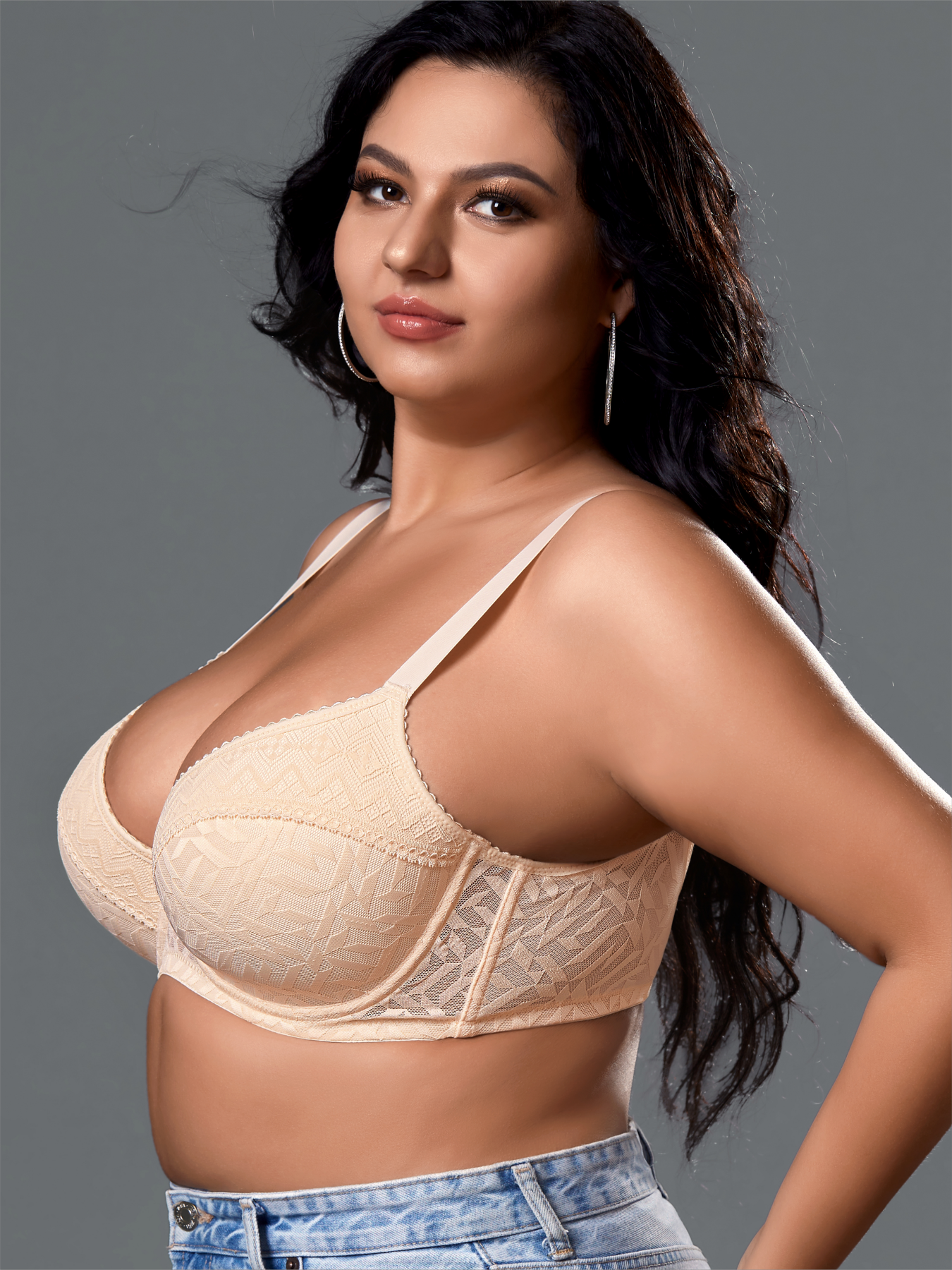 Large Thin Lace Edge Sexy Fashion Steel Rim Bra-ss2023101D