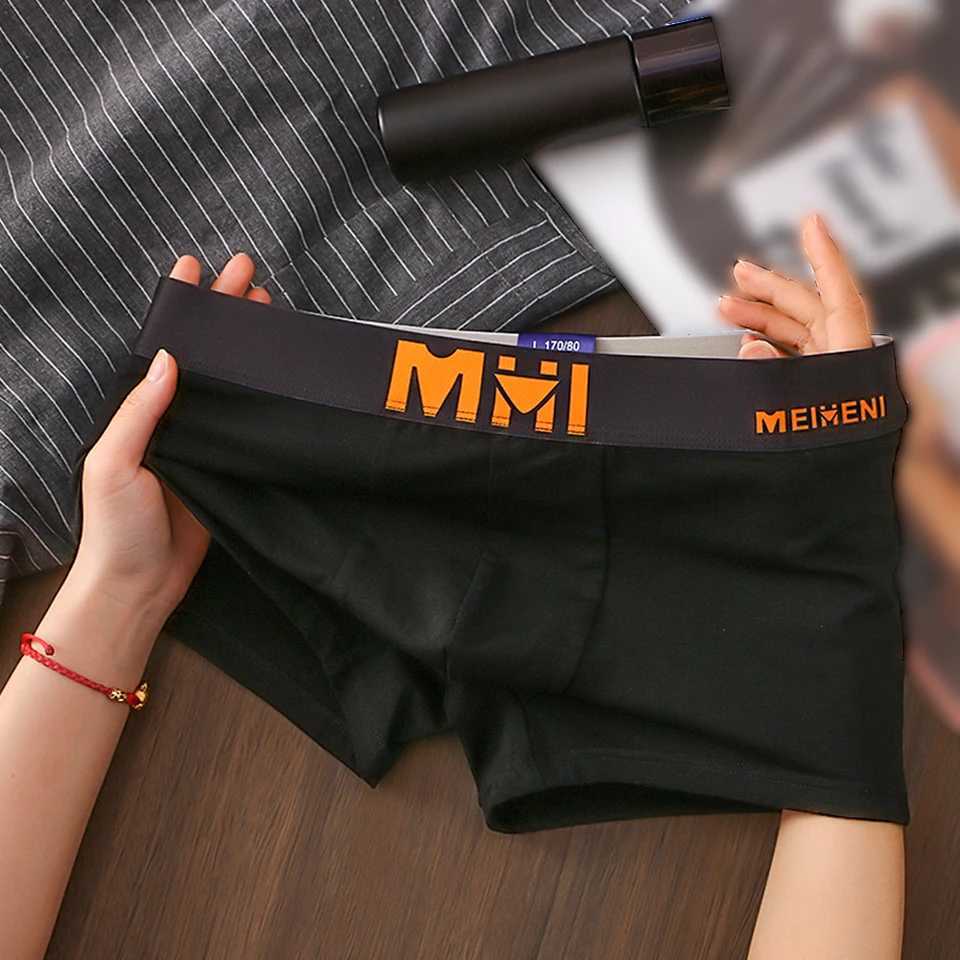 Mens cotton underwear with breathable text printing boxer shorts and underwear with raised pockets outerwear luggage mens underwear X241207