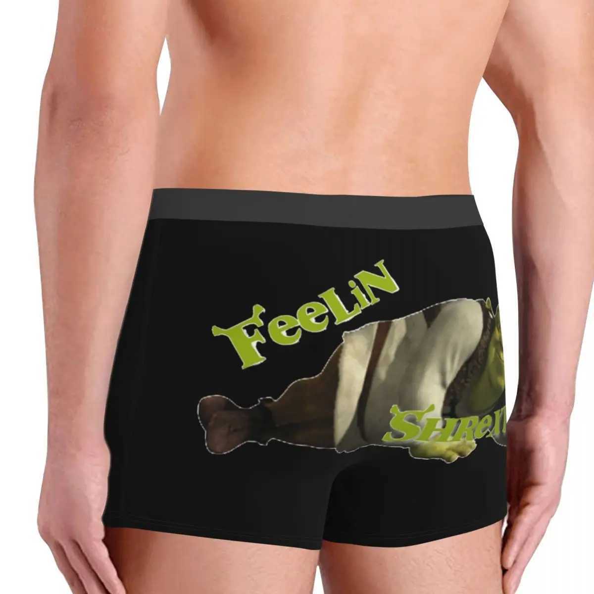 Mens Feelin Shrexy meme boxer underwear mid waist underwear humorous Shreks mens printed S-XXL underwear X241207