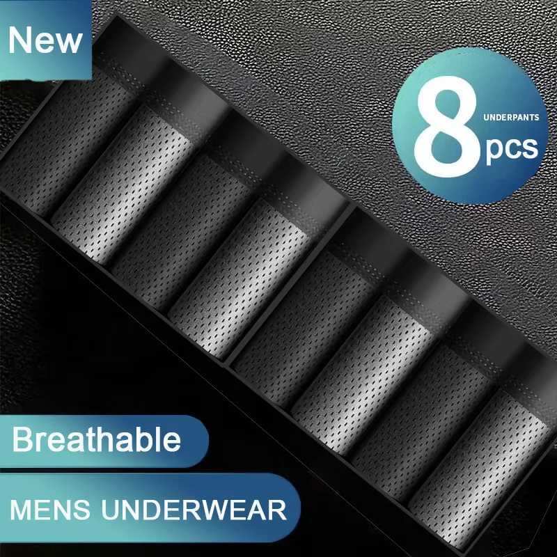 8 pieces of mens underwear bamboo fiber mens underwear solid underwear shorts breathable intimate mens underwear 4XL X241207