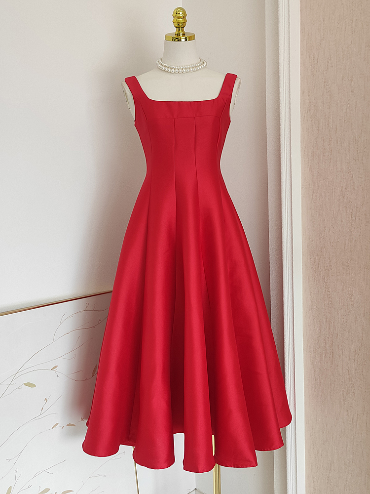 Dresses Thick Satin Spaghetti Strap Wedding Party Dress For Women Hepburn Style Slash Neck Backless Solid A-E Pleated Prom Vestido 2025