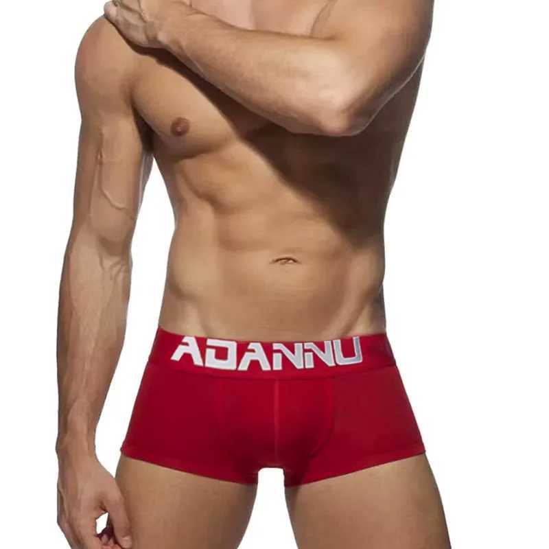 Mens boxer solid color simple style sexy low rise sit ups slim fitness boxer underwear X241207