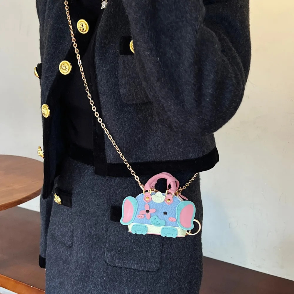 Mini Shell Leather Pendant Keychain Key Mouth Red Envelope Coin Wallet Earphone Bag Car Keychain Charm Bag Pendant 241205