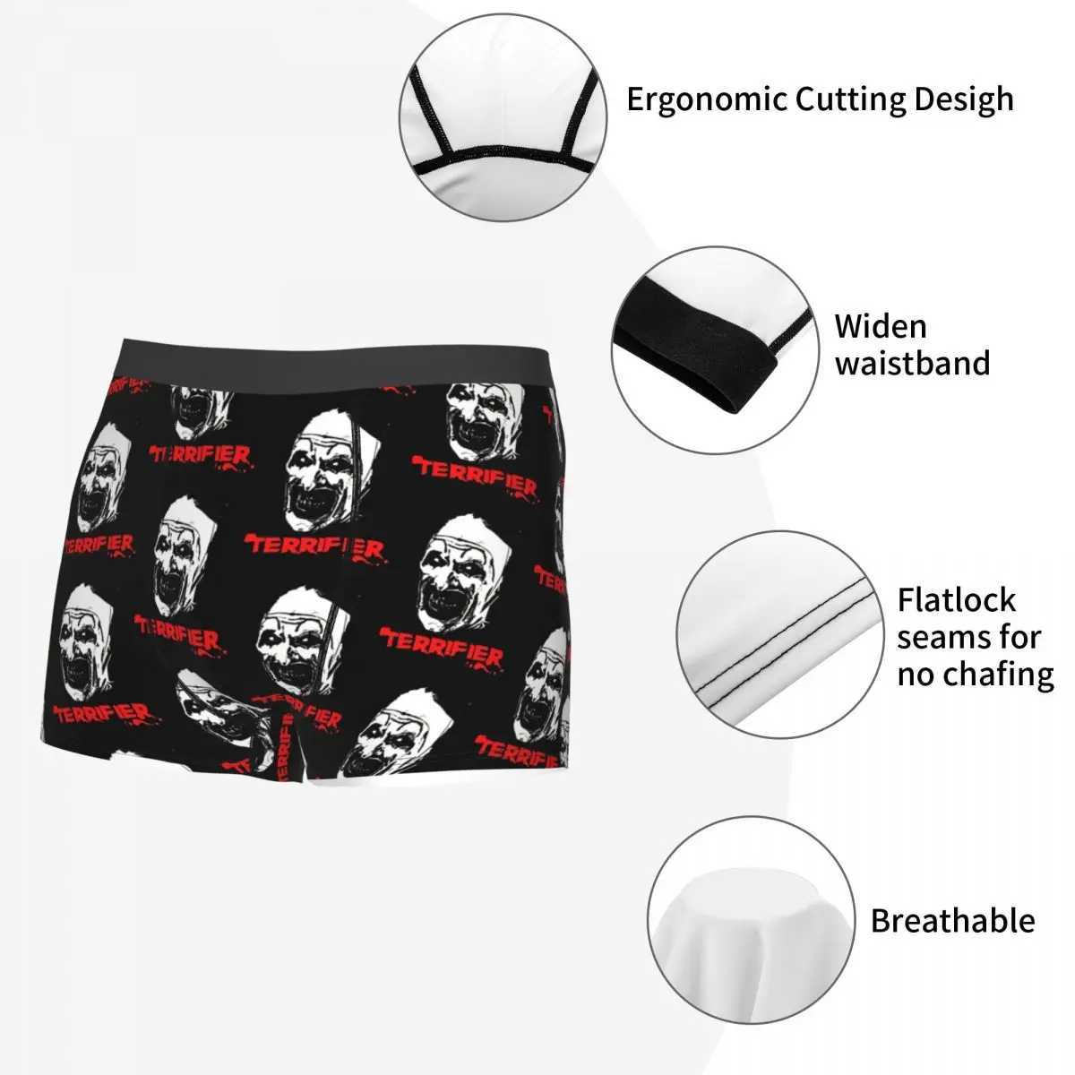 Terrifier Mens Boxer Underwear Horror Movie High Breathable Underwear High Quality Printed Shorts Birthday Gift X241207