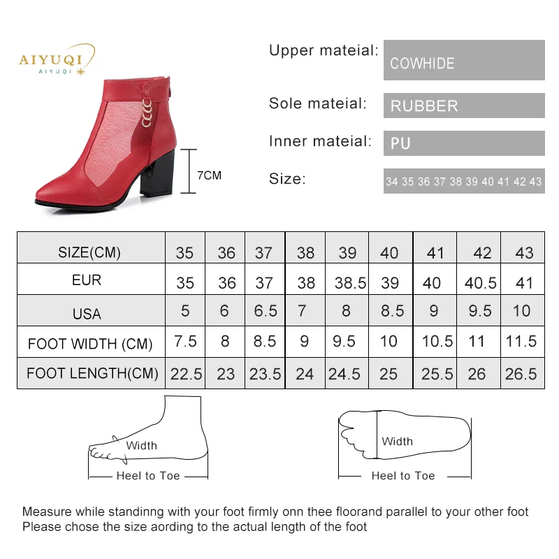AIYUQI Women Summer Boots Women Mesh Boots Genuine Leather with Heels Rhinestone Fashion Hollow Mesh Wedding Shoes