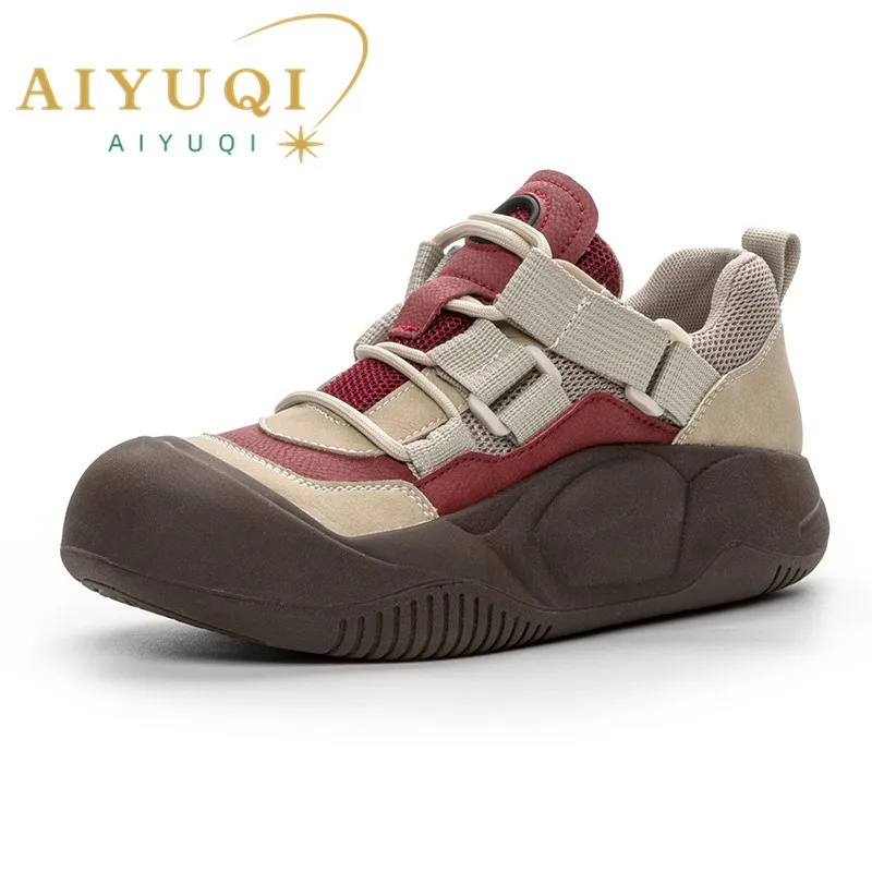 AIYUQI Women Sneakers Retro Spring Slip Women Vulcanized Shoes Genuine Leather Large Size 41 42 43 Women Shoes