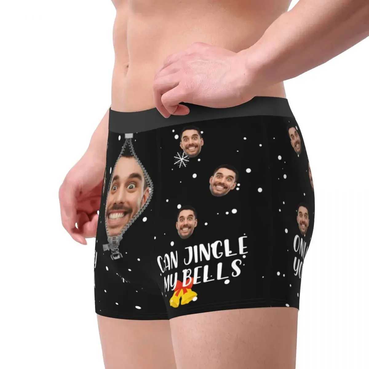 Christmas Gift Customization Facial Personalized Photo Mens Long Underwear Boxing Shorts Sexy Breathable Underwear Mens S-XXL X241207