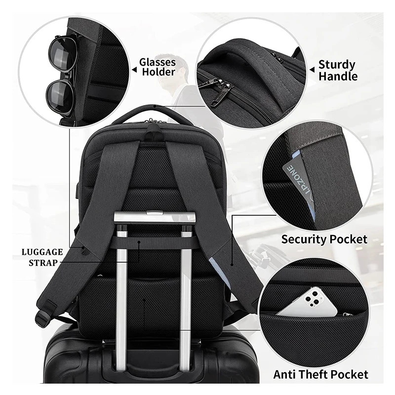 waterproof business backpack mens travel laptop backpack 17.3-inch mens Mochila 241206