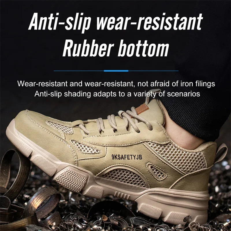Summer breathable and safe mens work shoes light weight non removable steel shoe caps and boots soft and non slip mens shoes sports shoes 241205 - view 6